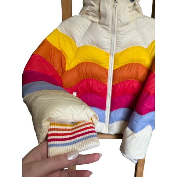 Marine Layer NEW ML X LF Apres Puffer Antique White Mullti Colorblock Size XS - Picture 5 of 15